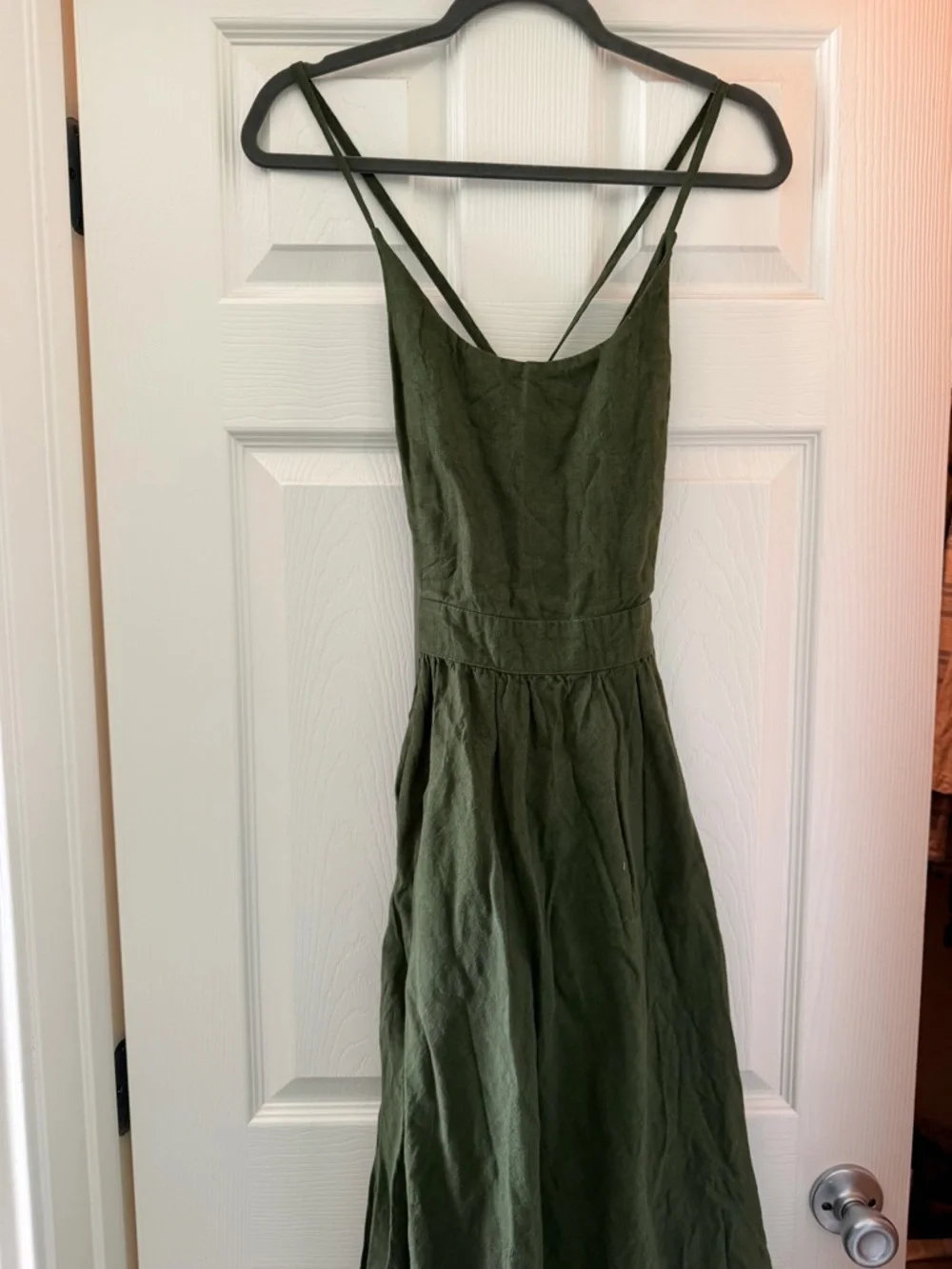 MANTAIKOIAI forest Green Linen dress - Picture 6 of 11